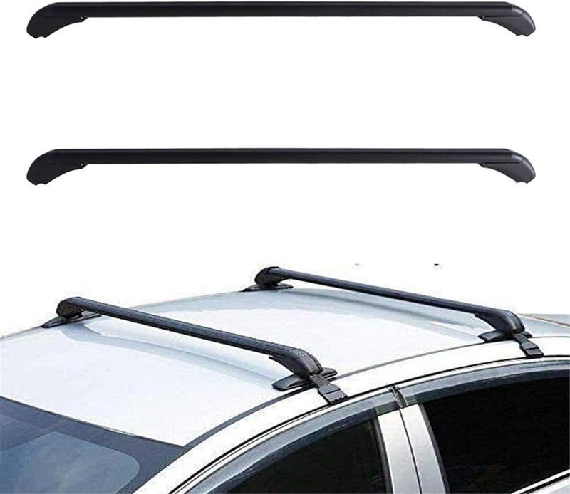 munirater Universal 43.3 inch Black Roof Rack Cross Bar Top Luggage Aluminum Carrier Adjustable Window Frame 2Pcs - Image 1